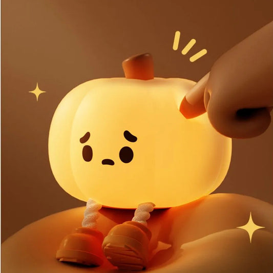 Home Decor Halloween Pumpkin Night Light Cute Soft Silicone Lamp Touch Rechargeable Bedside Decor Light Kids Gifts Halloween Decorations