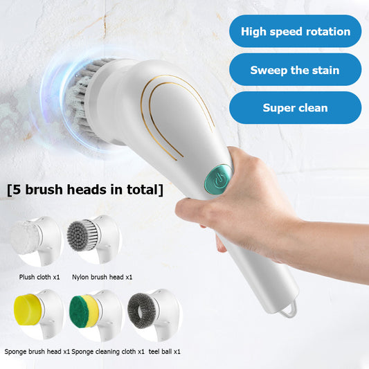 Multifunctional Electric Handheld Kitchen Household Dishwashing Brush Handheld Drill Brush Set With 5 Heads