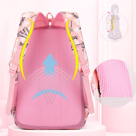 New Letter Print Backpack With Pencil Case Sweet Primary School Students Schoolbag For Girls