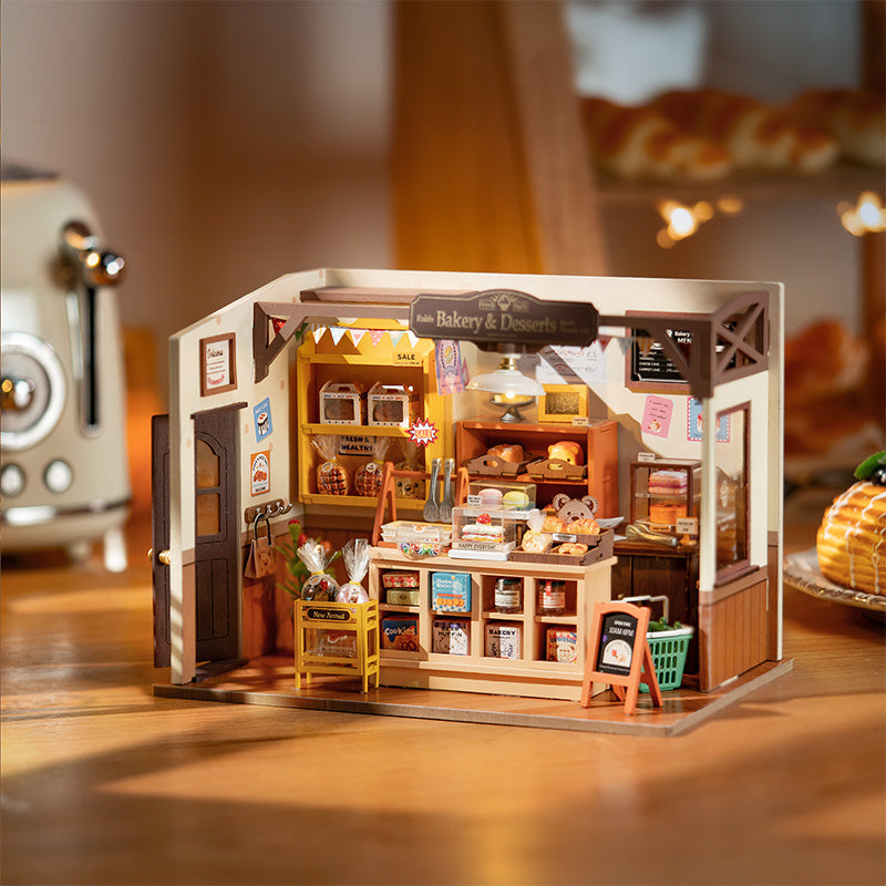 Robotime Rolife Becka's Baking House DIY Miniature House For Kids Children 3D Wooden Assembly Toys Easy Connection Home Decorate