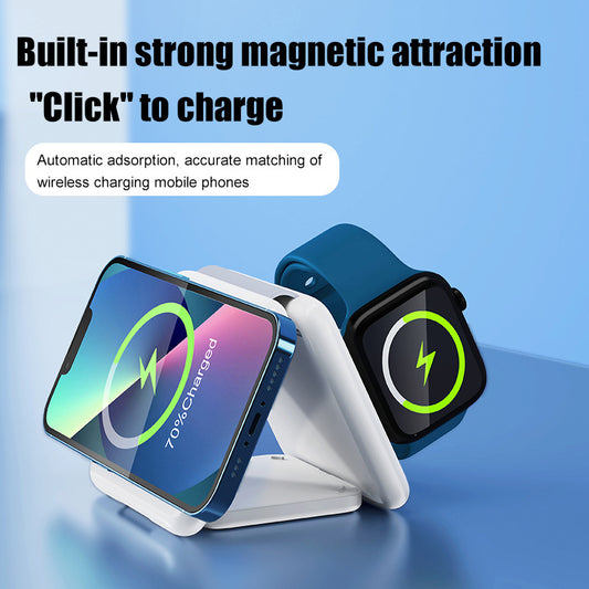 Folding Magnetic Suction Wireless Charger 3-in-1 for Iphone Type C